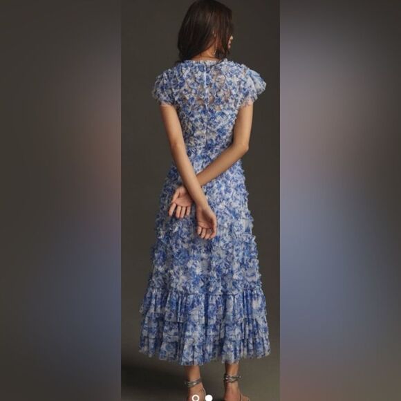 Mac Duggal One Shoulder Floral Blue Dress - Picture 2 of 7